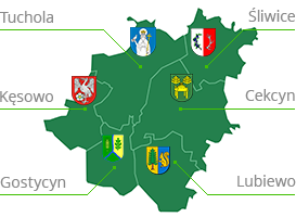Mapa gmin Powiatu Tucholskiego